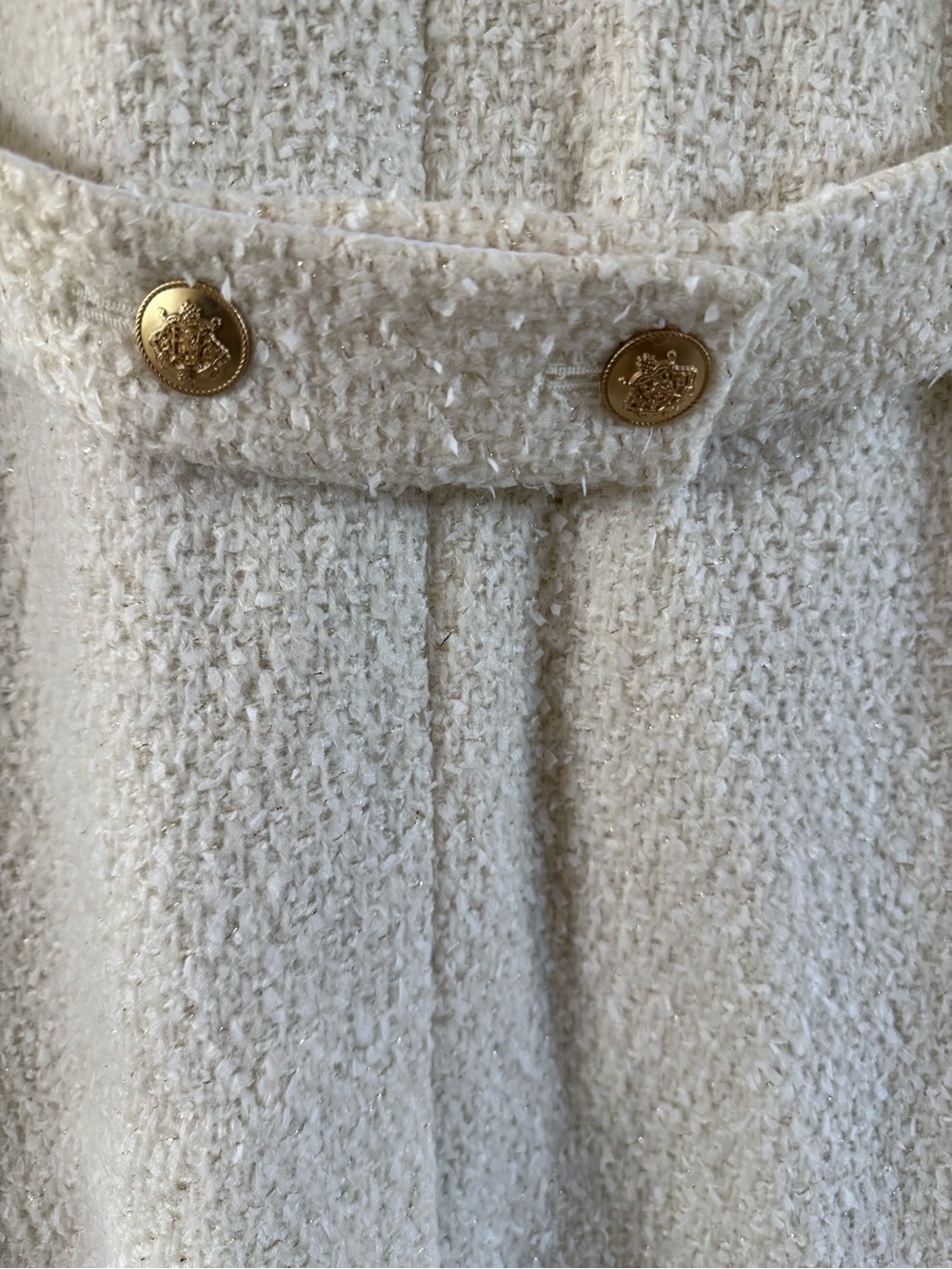J. Crew Cream Bouclé Single-Breasted Coat with Gold Buttons - Picture 5 of 6